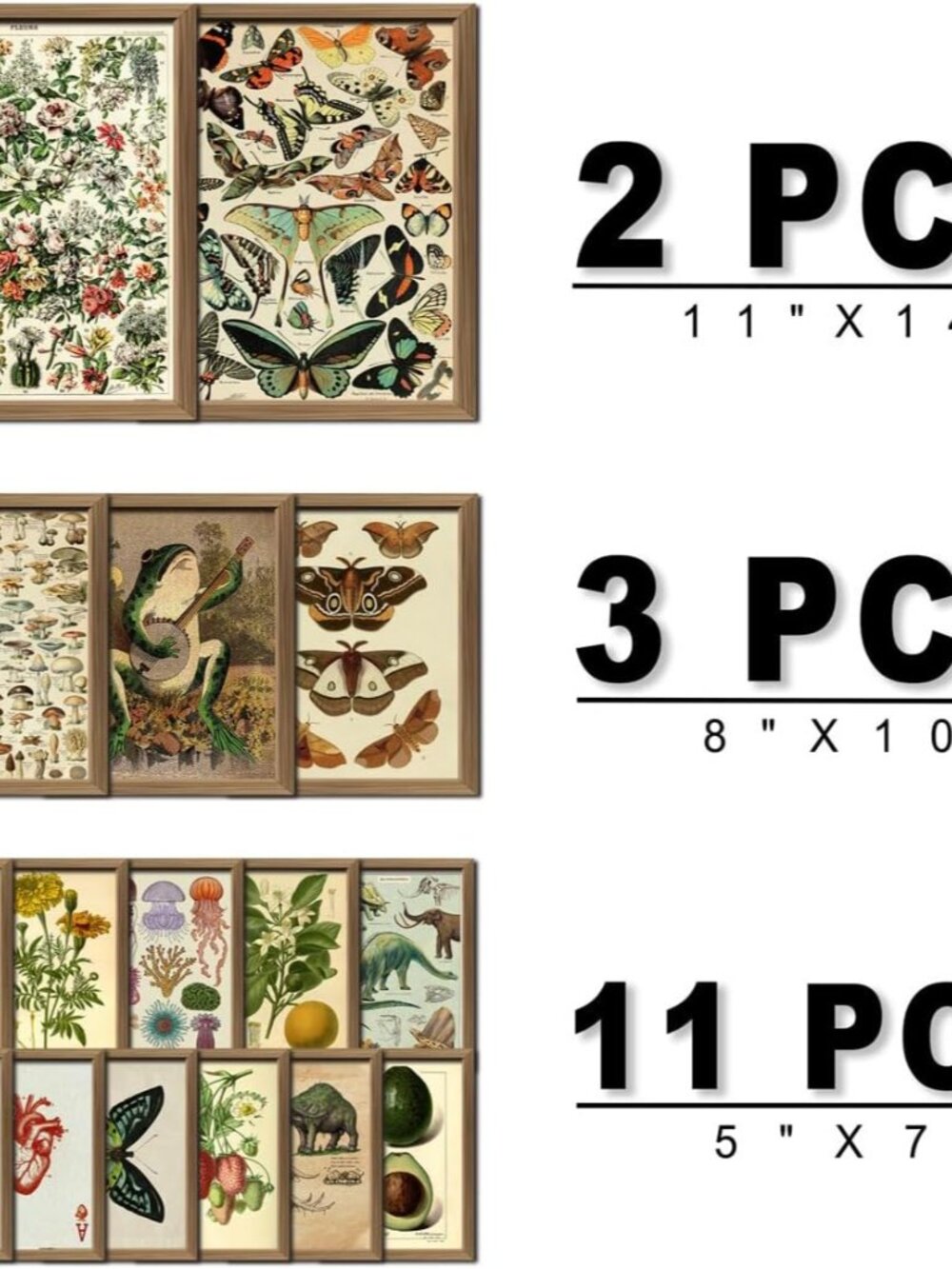 16 PCS Framed Vintage Wall Art Decor, Botanical Cottagecore Wall Prints for Bedr - Picture 3 of 7